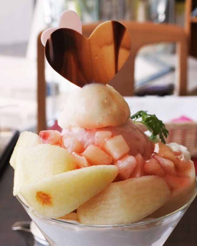 今回の旅の目的は、甲府富士屋ホテルでフルーツパフェ（桃）を食べること！