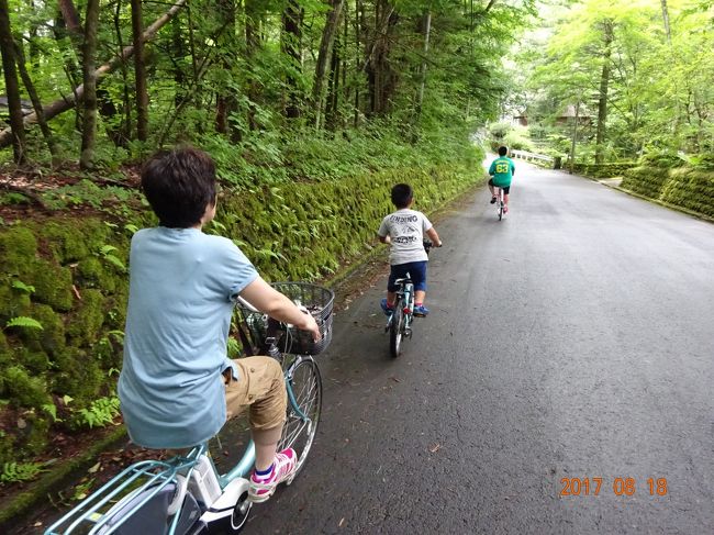今回は純粋な夏休みの家族旅行で、軽井沢とその周辺に出かけております。<br />いつもとは違って「普通の旅行記」となっております（笑）<br /><br />３日目は、これも１日目に雨に振り回されてできなかった旧軽井沢サイクリングのリベンジです。<br />といっても、今日の天気予報は「雨」。<br />チェックアウトするときに宿のオーナーも「今日はどうかな～」なんて言っていましたが、結局雨は降ってきませんでした（どうなってんだー）。<br /><br />爽やかな高原の雰囲気を味わえた１日でした。