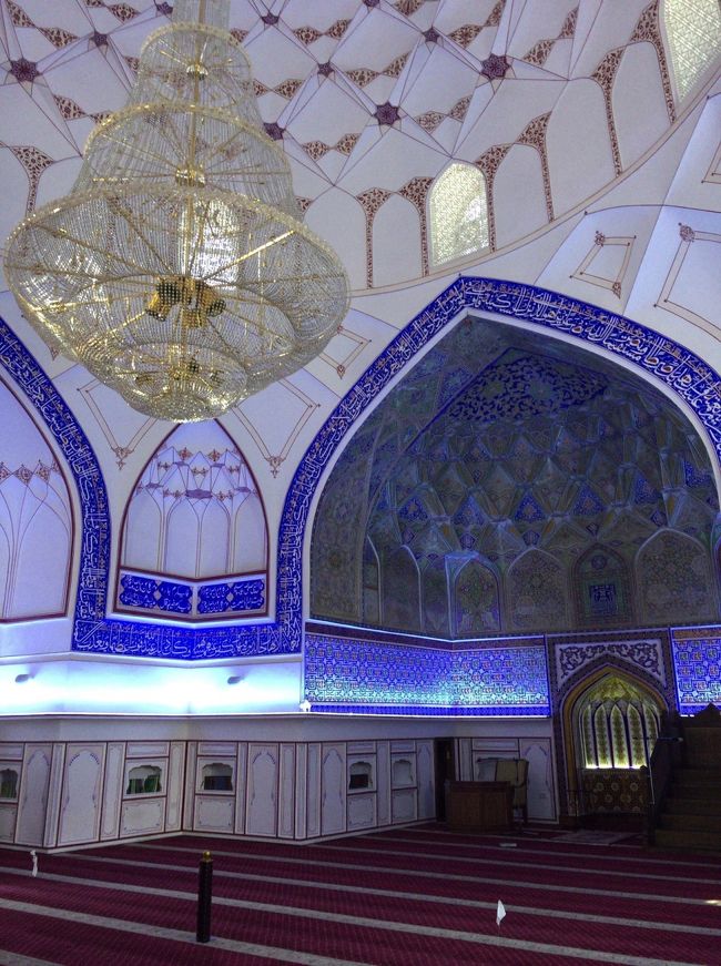ウズベキスタン旅行記 その1から<br /><br />3日目<br /><br /> 足も攣らず、お腹も壊さず平和に起床。<br /> 今日はブハラへの移動日。<br /> 途中、ティムールの生まれ故郷の街を見に行く。<br /> ティムールって人は、モンゴル帝国の後にこの地域を支配して、サマルカンドを首都に黄金期を築いた人で、有名な英雄らしい。<br /> あら、そうってなもんだ。<br /> シャフリサーブスまで、3時間半くらい。<br /> 1時間半ほど走って、トイレ休憩。<br /> 民家のトイレを借りる感じだけど、バスが3台止まっていて、長蛇の列。<br /> 行く気失せるわ~(´・ω・)<br /> 今回の旅は、とにかくトイレ問題だな。<br /> 絶対、旅の思い出が半分、トイレだよ。<br /> ガタガタ道を突き進んで、シャフリサーブス到着。<br /> 三蔵法師も立ち寄った街である。<br /> クソ暑い中、アクサライ宮殿跡を見学。<br /> 崩れて半分くらいの高さしか残ってない門があるだけ。<br /> それでも40メートルはある。<br /> 門のところには、刺繍製品が並べてある露店が並んでた。<br /> 次は、ドルティロヴァト建築群という、モスクと2つの霊廟を見る。<br /> モスクのファサードは青色タイル。<br /> 昨日、さんざか見たので、感動はない。<br /> 綺麗なんだけど、全部、同じに見えるなぁ(´・ω・)<br /> でも、中に入ると装飾すげぇ。<br /> ここは白っぽい。<br /> キンキラキンしてるのもいいけど、ここは上品な感じでステキ。<br /> 一人で来てたら、1時間くらい、ぼへーっと眺めていたいくらい(´ω`)<br /> 最後はドルサオダト建築群。<br /> ティムールの長男の墓とモスクがある。<br /> 壊れかけ廃墟。<br /> 地震とかで内部の装飾も剥がれ落ちてて、つまらない。<br /> 昼食は餃子スープに、ピーマンの肉詰め煮込み。<br /> 可もなく不可もなく。<br /> 午後は5時間かけてブハラへ向かう。<br /> 途中、ガソリンスタンドでトイレ休憩。<br /> うちらのバスが一番乗り。続々とバスが来ているというので、皆、猛ダッシュでトイレに駆け込む(^_^;)<br /> 無事にトイレを済まして出てみれば、バスが3台くらいいて、100mくらい人が並んでる。<br /> うわー、これ、何分待ち?!<br /> うちらは、サクッと集合して出発。<br /> 途中で砂漠に向かう道に迷い込んだりしたけど、7時前にホテル到着。<br /> 他の団体様とおんなじホテルですかー。<br /> 今日のホテルはソビエト時代のもので、立派な外観だけど、設備は古い。<br /> 添乗員さんに、お湯でないですと断言されるくらい。<br /> あと、ロビー以外は電気代節約か、暗い。<br /> 鍵穴が見えないくらい、くらーいくらーい。<br /> 共産国のホテルは、こんなもんだよね。<br /> まぁ、トイレの水が流れりゃオッケー(・ω・)ノ<br /> ホテルにお土産屋があったので、覗いてみる。支払いはキャッシュオンリー。<br /> クレカ使えないとは聞いていたが、ホテルのショップもか(´・ω・)<br /> 夕食は、牛のトマト煮込み。<br /> ウズベキスタン風ビーフストロガノフらしい。<br /> ロシア寄りは美味しくないんだよね。アラブ寄りの料理ならいいのに。<br /> 中途半端だな、ウズベキスタン。<br /> さくっと食べて部屋に戻って、お湯が出るなら、お風呂だ!<br /> 途中で水になるのが嫌なので、シャワーだけにして、あとは途中で買ったお土産をスーツケースにぶち込んで、あとはまったりした。<br /><br />4日目<br /><br /> いつもどおり起床。<br /> 今日はゆったりめの出発だ。<br /> オアシス都市ブハラと言われるが、普通にビルとか立ってて、オアシスなイメージはない。<br /> 朝、ロビーに行くとサクサクwifiが繋がる。昨日の夜は全く繋がらなかったのになぁ。<br /> 朝食の席で、いろいろ添乗員から話を聞くと、他のツアーで観光中、露天で買い物に夢中になって移動してるのに気づかずはぐれたり、骨折したりと問題続出しているそうだ。<br /> 大人数すぎて、目が行き届かないみたい。<br /> 買い物タイムじゃないのに、買い物に夢中になるって、団体慣れしてない旅行初心者さんですかねぇ。<br /> うちのチームは、部屋の水回りが悪くて、急遽、修理が入ったりと色々大変だった様子。<br /> 添乗員、大人数だと大変だねぇ。<br /> 午前中、最初の観光は、9世紀ごろに建てられたイスマイールサーマーニー廟。<br /> 煉瓦の建物で、組み上げただけの模様でシンプル。そのシンプルさが素敵。<br /> 色付きモザイクを見慣れると新鮮に見えるね。<br /> 次に、ヨブという預言者が杖で叩いて湧き水を出したという泉のある建物を横目に見つつ、ボラハウズモスクへ。<br /> 豪華なシャンデリアのお出迎えに加え、ミブラーブが青く光っていて、感動的な美しさ。<br /> ふぉー(=゚ω゚)ノ<br /> 写真撮りまくり。ずっと見ていたい美しさ。<br /> 次は、7世紀ごろには既にあったというアルク城。<br /> 今残っているのは、4分の1程度。ロシア帝国に爆弾落とされて破壊されたそう。<br /> チンギスハンといい、ロシア帝国といい、何故に破壊しまくるのか( `ω´)<br /> アルク城の中は、さほど見所はなく、やたらお土産屋が多い。<br /> 有名な刺繍の敷物なんか、ベッドカバー程度の大きさで、200ドルとか言いつつ、クレカ使えないという状況。<br /> 物価3分の1なのに、ドルでそんなに持って来てないよ。<br /> 商売下手だね(´・ω・)<br /> ようやく旧市街に入って、カラーンモスクとミナレットへ。<br /> ミナレットは高さ46m。<br /> チンギスハーンが唯一壊さなかった建物。昔は登れたけど、今は登れない。<br /> 残念(>_<)<br /> 内部の見学は、ちょうど礼拝時間なのでダメだって。金曜日は要注意だな。<br /> 後半、見に行く帰途にして、昼食。<br /> キョフテというアラブ風ハンバーグ。<br /> ウマウマ(・∀・)<br /> 昼食後、一旦ホテルに帰るというが、いろいろ町歩きしたいので、別行動。<br /> 現地ガイドに有名なコウノトリ型のハサミの店に連れて行ってもらう。<br /> 某歩き方ガイドに載ってる親父が、ニコニコしながら営業。<br /> チョコくれたよ。<br /> ブハラの有名な工芸品で、紙でも布でもなんでも切れる万能&抜群の切れ味を誇るもので、いろんな賞をもらっているらしい。<br /> ハサミにしては、かなり高価だけど記念にいいか。<br /> あとは、集合時間と場所を決めて、いざ行かん(`_´)ゞ<br /> 道の交差点にあるバザールを通り抜け、ラビハウズという池がある公園で、おどけてロバに乗っている男の像を写真に撮る。<br /> なんか有名な神学者の像らしい。<br /> その近くにあるナディールディヴァンベキメドレセに行く。<br /> 名前長いな(・・;)<br /> ここもタブーである人の顔が描かれている。<br /> 他のイスラムの国では絶対にお目にかかれないよねぇ。<br /> で、時間が来たので、他の人たちと合流して、午後の観光へ。<br /> 午前中見れなかった、カラーンモスクの内部を見学。<br /> 中庭広~い。100人以上同時に礼拝できるらしい。<br /> お向かいの神学校は工事中で中は見れず、外側だけ。<br /> 青いタイルがきれいだねぇー。<br /> もう、サマルカンドのモスクとかと一緒に見えるけど。<br /> 微妙に柄が違うんだろうけど、違いがワカラナイ(´・ω・)<br /> ブハラは、今、あちこち修繕&工事中箇所が多い。観光のために綺麗で歩きやすくするためらしいが、今が非常に歩きにくいわ。<br /> 次はウルグベクメドレセとアブドゥールアジスメドレセへ。<br /> うん、青い。<br /> 綺麗なんだけど、青い。<br /> どちらも中はお土産屋になってた。<br /> 楽器を売っている露天のおじさんは、気前よくいろんな楽器を弾いてくれて、すごく上手い。<br /> プロの演奏家らしい。<br /> これで観光は終わり。<br /> ラビハウズにあるチャイハネでティータイム。<br /> 外の地元風のテーブルでお茶するのかと思いきや、室内で、しかも披露宴するんですか?という洋風な内装で円卓だった(・ω・)<br /> まぁ、いいけどさ。<br /> イスラム教のトリビアを聞きながら、しばしの休憩後、舞踊ショーが行われる夕食会場へ。<br /> 踊りと現地の民族衣装などのファッションショーの交互で、結構、面白かった。<br /> あと、後ろの楽団に、楽器を売ってた露店のおじさんがいたのが驚きだった。<br /> おっちゃん、うちらと別れた後、急いで片付けて来たんかのう。<br /> 本業どっちだよ(・・;)<br /> あとはホテルに戻って明日の準備。<br /> 明日は、長距離移動の過酷な1日だ。<br /> 早寝に寝ないとね。<br /><br />ウズベキスタン旅行記 その3へ