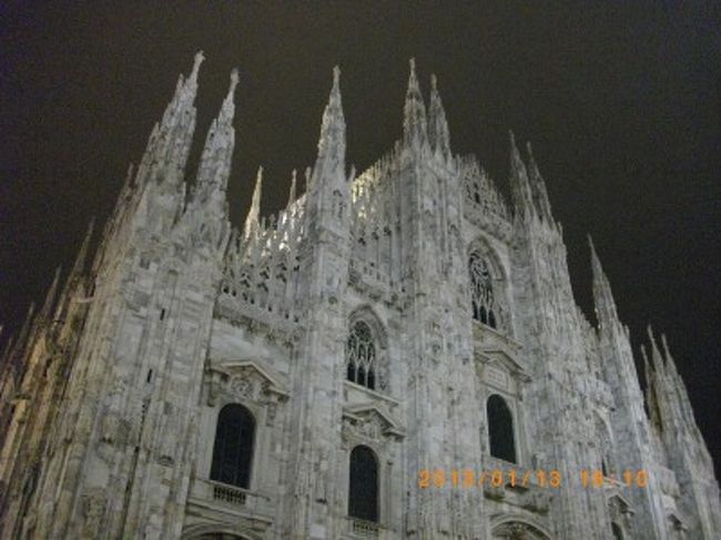 イタリア３都市巡り<br />１月１３日～１６日・４日間をミラノ滞在。<br />３０年以上前に来た時は、「ドゥオーモ大聖堂」は真っ黒い建物と記憶していたので、外壁を掃除したとかで白くなっていたのでビックリしました。