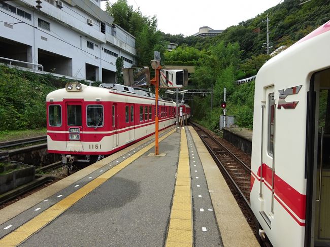 神戸にやってきて、空いた時間を使って周辺をブラブラしています。<br /><br />六甲山を越えて、有馬温泉まで来ました。<br />有馬温泉のお湯に初めて浸かったあと、ここから神戸電鉄に乗ります。<br /><br />神戸電鉄といえば、神戸の中心部から神戸北部方面への通勤路線、というイメージがあるのですが、そこは六甲山中を突っ切る路線。通勤型の電車が走るとは思えない急な勾配が連続します。<br />そんな神戸電鉄の、有馬線→粟生線と乗り継いで、西の方向に向かいました。<br />