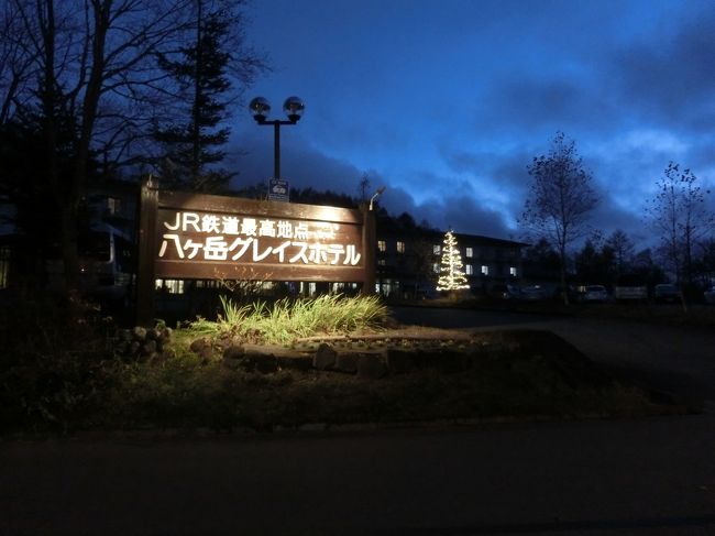 星空観賞を企画しているホテルがあると知り、夜空に興味がある次女のために旅行を計画。<br />11月の3連休ですが、次女は3日が登校日で月曜日が振替休日。<br />もしも雨や曇りだったら・・・ってことで保険の意味で2泊することにしました。<br />11月に入っていることと日曜泊なのでとても安く泊まれました。<br /><br />目的は次女の星空観賞。<br />最終日は長女希望の軽井沢アウトレットに寄って帰宅。<br />中央道→関越ぐるり旅となりました。<br /><br />1日目は、混雑を避けるため11時頃ゆっくり出発。<br />長坂ICから車で10分くらいのイタリアンレストランCopinで遅めのランチを楽しみ、宿に向かいました。<br />