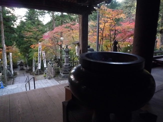西国三十三番満願霊場である谷汲山華厳寺は春の桜、秋のもみじ、正月は初詣でにぎわい、隣の両界山横蔵寺はミイラで有名で鮮やかな紅葉が人気の、岐阜では指折りの紅葉スポットです。<br /> <br /> 家から程良く近いということもあり<br />華厳寺から谷汲山への移動はコミュニティバスなのでたったの100円!<br />ただ1日数本の便なので、予め時間を確認しておく必要があります。<br /><br />近鉄揖斐駅から谷汲山バス停~華厳寺の往復<br />谷汲山バス停~華厳寺をバス<br />横蔵寺~いこいの森<br />が一般的です。<br /><br />山登りも兼ねて、今回は<br />谷汲山華厳寺から両界山横蔵寺を妙法ヶ岳を経由した東海自然歩道で2つの紅葉スポットを歩きます。<br /><br />谷汲山バス停~華厳寺~妙法ヶ岳~横蔵いこいの森~横蔵寺<br />バスで谷汲バス停にもどる