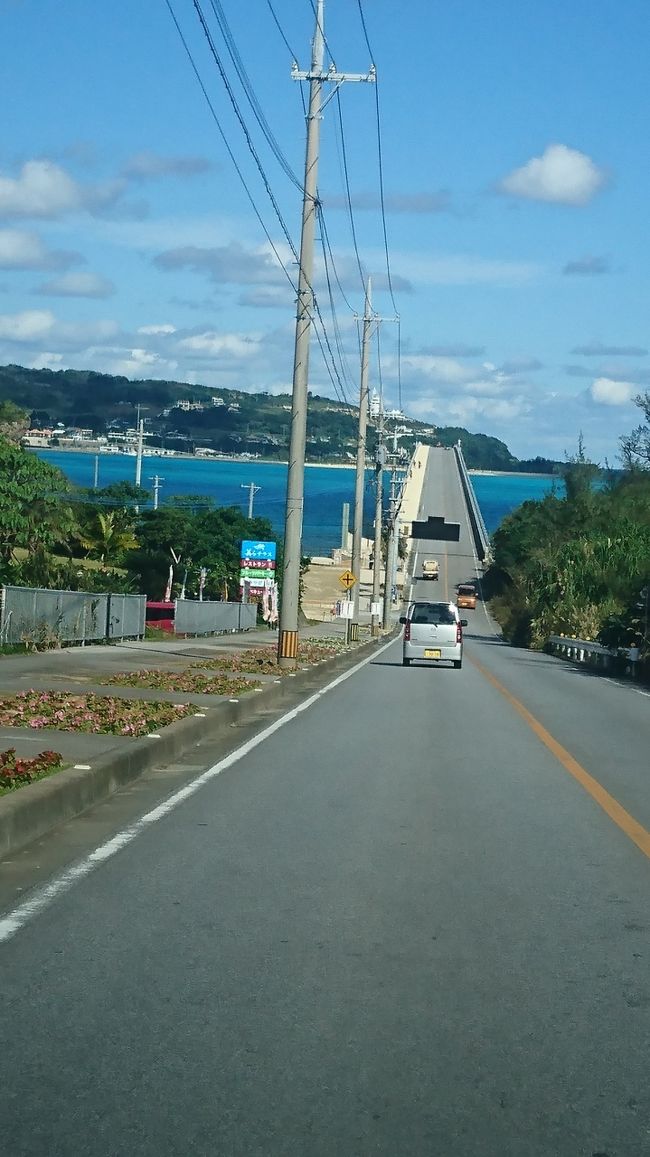 今年７度目の沖縄旅行は本島です。今回はJALダイナミックパッケージを利用←発着地が違う者同士が同じ宿泊で申し込めるんです。<br />※行きJAL903 07:55発  帰りJAL914 16:00発  ※かりゆしビーチリゾート   リザンシンシーパーク谷茶ベイに泊まりました<br />相方との待ち合わせに時間があったので先にレンタカーを借りて瀬長島へ。真上を飛んでいく飛行機がみれました。ウミカジテラスは白を基調としていてオシャレな感じでした。<br />１日目 美ら海水族館<br />２日目 古宇利島  ティーヌ浜ではなくトケイ浜 ピース浜へ  ★珊瑚が流れ着いていてとてもきれいでした。ピース浜はサラサラ白砂でプライベートビーチのよう。<br />きしもと食堂で沖縄そば。名護パイナップルパーク、御菓子御殿<br />３日目 リニューアルしたサンマリーナホテルを散策  アウトレットあしびなー  <br />