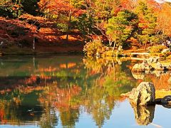 京都-11　天龍寺2/2：曹源池を囲む池泉回遊式庭園　☆紅葉は彩り鮮やかに