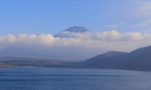 2017.12富士山ドライブ旅行3終-ほうとう不動東恋路店で昼食，本栖湖，精進湖，西湖，河口湖より富士山を眺める