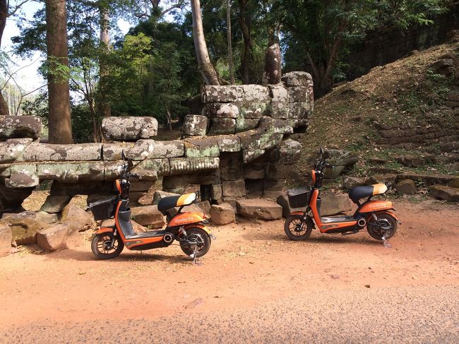 3日連続の観光の後は、何も考えず思うままに過ごしたくて電動バイクや自転車を借りて2日間過ごしました。<br /><br />暑季の頃なら絶対無理ですが1年で1番シエムリアップが涼しくなるこの時期ならこの方法での観光もオススメです。