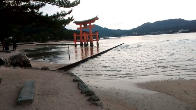 初めての広島！<br />新幹線で広島へ移動。<br />夕方広島へに着いたので、宮島へ行きました。<br />雪を心配しましたが、降っていませんでした。