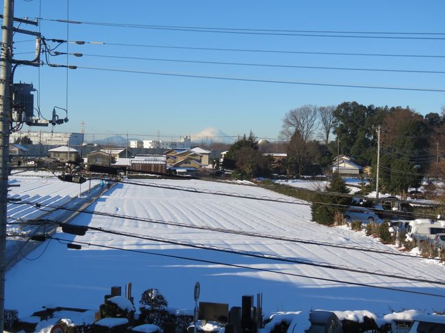 1月24日、午前７時50分過ぎにふじみ野市から見られた富士山を写真撮影しました。頂上付近には雲が掛かっていましたが、かなりの積雪が見られました。<br /><br /><br /><br />*ふじみ野市から見られた富士山