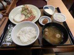 １７．ＣＳファイナルステージ進出のベイスターズを応援する広島の旅　広島の早朝の散歩道　定食・ごはん処 やよい軒国泰寺店の朝食