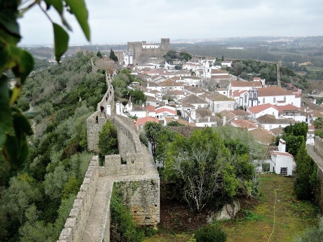 行きたいと思っていた北スペイン・ポルトガル。<br />この季節、ポルトガルは雨が多いとは知っていたけど、<br />みなさんの旅行記を見ていると、晴れていることもあるみたい。<br /><br />雨なら雨でも仕方ないさ！と雨も厭わず、お休み可能なこの時期に<br />旅行決行！とあいなりました。<br /><br />観光５日目。城壁の町、オビドス。<br />ヨーロッパの城壁に囲まれた町が好き、特に城壁の上から<br />眺める景色が好きなので、今回の旅で楽しみにしていた訪問先の一つです。<br />オビドス滞在中、何とか雨も免れて、城壁を歩くことができました。<br /><br />1日目（12月25日）　成田出発　マドリッド乗り継ぎ　サンティアゴ・デ・コンポステーラ着（泊）<br />2日目（12月26日）　サンティアゴ・デ・コンポステーラ→ヴィアナ・ド・カステロ→ポルト（泊）<br />3日目（12月27日）　ギマランイス→ポルト（泊）<br />4日目（12月28日）　コインブラ→トマール→ナザレ（泊）<br />5日目（12月29日）　カルダス・ダ・ライーニャ→オビドス→ロカ岬→リスボン（泊）<br />6日目（12月30日）　リスボン→シントラ→リスボン（泊）<br />7日目・8日目（12月31日・1月1日）リスボン発　マドリッド乗り継ぎ　成田着