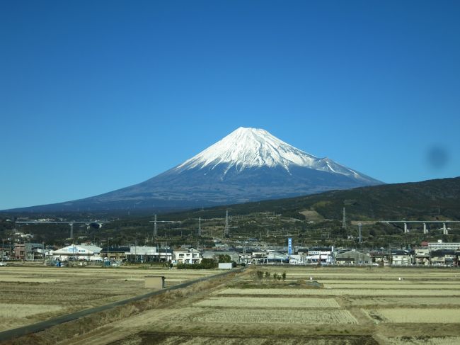 表紙写真は東海道新幹線三島~富士間で拝んだ富士山!<br /><br />2018年1月13日(土)~19日(金)6泊7日の鉄道&温泉旅をしてきました。<br />すっかり気に入ってしまった『ジャパンレールパス7日間』をフル活用し、<br /><br />横浜→伊東→(車移動)西伊豆(堂ヶ島温泉)→三島→新山口(湯田温泉)→松山(道後温泉)→和歌山→白浜→本宮(渡瀬温泉)→新宮→紀伊勝浦(南紀勝浦温泉)→桑名→名古屋→小田原 と大移動!!<br /><br /> まったく脈絡の無い旅に見えますが、<br /> 『前からずっと気になっていた温泉を巡る』<br /> がコンセプトです。<br /><br />13日(土)スーパービュー踊り子号で横浜から伊東へ移動。<br /> 伊東から西伊豆まで車で伊豆半島を半周<br /> 堂ヶ島温泉『堂ヶ島ニュー銀水』 宿泊 <br /> <br />14日(日)堂ヶ島温泉から三島まで車で移動<br /> 東海道新幹線で三島から新大阪、<br /> 山陽新幹線で新大阪から新山口へ。<br /> 湯田温泉『西の雅 常盤』宿泊<br /> TVでも有名な『女将劇場』を観劇!<br /><br />15日(月)JR山口線で湯田温泉から新山口へ移動。<br /> 新山口から山陽新幹線こだま号で岡山へ。 <br /><br /><br /><br /><br /><br /><br /><br /><br />