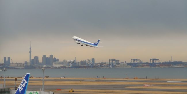 本当は2泊3日の山陰・山陽の旅だった・・・<br /><br /><br />寒波続きで日本海側は大雪~~!<br />羽田空港から萩・石見空港へ、、飛んではくれたけど・・・ 残念!!<br />悪天候どうしても着陸は無理!<br /><br />てことで、<br /><br />羽田空港へ引き返し・・・><<br /><br />全額返金、無料の遊覧飛行となりました。<br /><br /><br />『行ってよかった!日本の展望スポットランキング』に、<br />毎年登場する羽田空港第二ターミナル展望デッキへ<br /><br />行ってみたヽ(*´∀`)ノ<br /><br /><br />