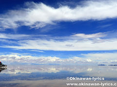 一面の鏡張りのウユニ塩湖とフラミンゴの旅
