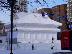 2018.2札幌出張・雪まつり前日2-札幌プリンスホテル，雪まつり開催1日前の大通公園