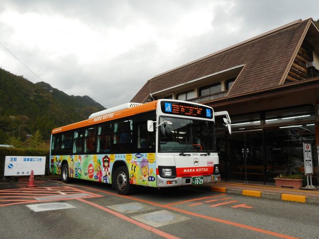 日本一長い路線バス「八木新宮特急バス」に乗り、五条バスセンターで休憩をしてからは山間部に向かいました。