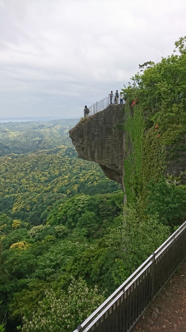 　ゴールデンウィーク前半最終日、朝から千葉県の房総半島へ出掛けました。いろいろな旅の本で、鋸山が取り上げられていたので、見たくなり行ってきました。鋸山は、ロープーウェイで登ることができますが、車でロープーウェイ頂上に駐車場が有るので、そちらの方が便利です。断崖絶壁から突き出ている先まで行くことができます。また、山全体が日本寺になっており、日本いち大きい石仏や、観音様などいろいろみどころ満載でした。階段が非常に多いので、歩ける靴で行った方が良いです。だいたい全部歩いて２時間くらいの行程です。