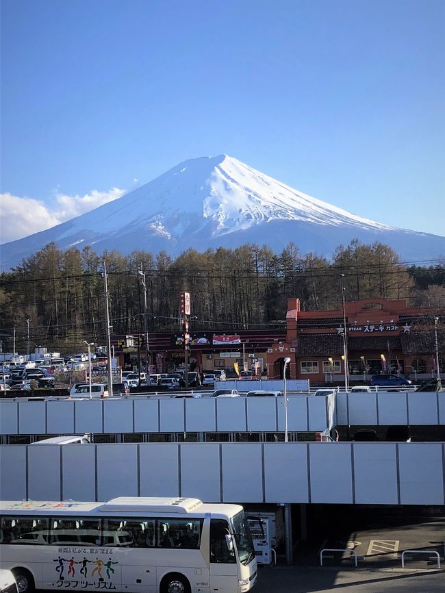 全17回で富士山の裾野を歩いて一周するウォーキングツアーの第1回目に夫婦で参加してみました。北口本宮富士浅間神社から道の駅富士吉田（昼食休憩）を経て忍野八海まで約8キロ、3時間余りの行程でしたが、天気は最高で富士山を仰ぎながら楽しいウォークとなりました。ただし、一部を除きほとんど平坦な道で、若干物足りない感じがしないでもありません。帰りは案の定東名で渋滞に巻き込まれ、予定より1時間余も遅れたりしたことも満足度を下げてしまったように思えます。<br />次回は別の予定があって参加できず、今後どうするかは少し考えたいと思います。