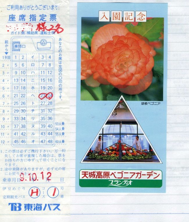 さくら山荘宿泊＆伊豆観光 1997/10/10-11(個人記録)<br /><br />-----------------------------------------------------------<br />※個人の記録です。　特にお知らせできる情報はありません。<br />　スキップください。情報が古いですし、人物の写真ばかりです。<br />　写真を整理した時に出てきました。 2018/04/16<br />-----------------------------------------------------------<br /><br />旅行スクラップによると、1997/10/10に妻と伊豆観光に行き、さくら山荘に宿泊しました。天城高原ベゴニアガーデン、城ケ崎つり橋(はしだて)に行きました。