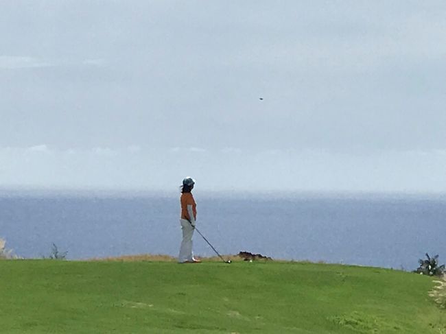 今回、2度目のラウンドです。<br />ハプナビーチゴルフコースは、海の眺望が素晴らしいゴルフコースです。<br />ハワイ州の鳥、ネネが出迎えてくれます。<br />わりとタイトでトリッキーな丘陵コースです。<br />グリーンは遅めです。<br />ホテルゲストは練習ボール無料でネットがない芝の上から打てる贅沢な練習環境です。