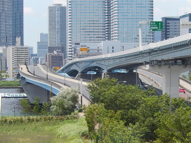 6月8日、午後0時頃に豊洲駅で地下鉄有楽町線からユリカモメに乗り継ぎ国際展示場正門へ東京ビッグサイトで行われている展示会に参加するために行きました。　豊洲駅から国際展示場正門までの間、2020年の東京オリンピックの競技場建設工事等が見られました。<br /><br /><br /><br />*写真は晴海大橋で見られる風景