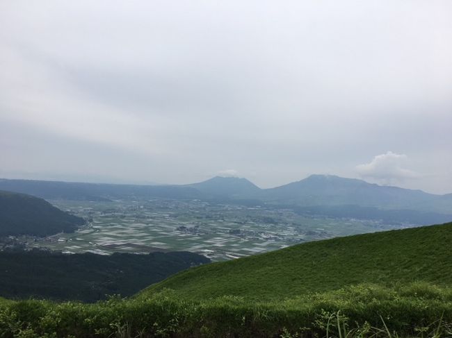 大分旅行3日目　今日のお天気はうす曇り<br />完全にノープランな1日<br />ホテルのすぐそば別府ラクテンチとアフリカンサファリ<br />もしくは、うみたまごと高崎山のお猿さん<br />なんてプランを考えていましたが、まぁちゃんの「どうせなら阿蘇へ行ってみたい」の一言から一路阿蘇を目指す事になりました。<br />旅行前、湯布院から阿蘇や黒川温泉へ行くのも良いよと聞いていたのでチェレンジです。<br />事前に見所をちゃんと調べていないので、何処を目指せばいいのか分からない私達。<br />とりあえず黒川温泉を目的地にしてナビをセットしてみました。<br />大観峰、鍋が滝、黒川温泉などに行きました。<br />ホテルチェックイン前には宇佐神宮にも行きました。<br />本日のお宿はハーモニーランドオフィシャルホテル　ホテル＆リゾーツ別府湾　（旧別府湾ロイヤルホテル）です。