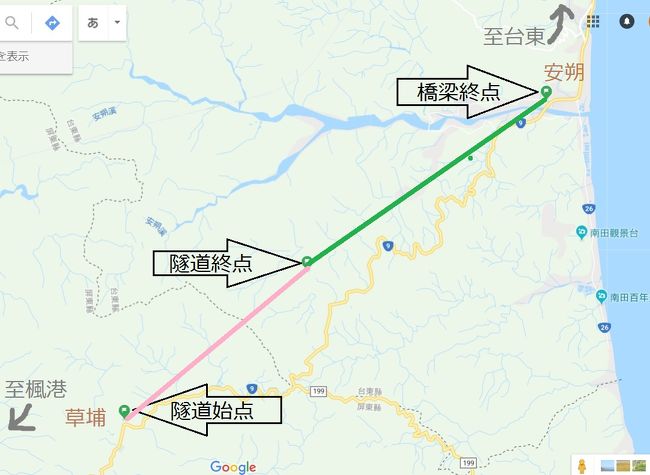 　16日月曜日。<br />　今回の旅のメインテーマとも言える南迴公路の工事現場へと突入です。<br /><br />　台湾を一周するなら南部を横断する必要があります。鉄道であれば南迴線、道路交通であれば南迴公路で台湾南部を横貫するのが一般的。その二つの交通手段とも、現在工事中です。完了すれば台湾南部の東西移動が迅速になり、特に高雄と台東のつながりが深まるのではないでしょうか。<br />　私はさらにこう想像します。<br />　高雄⇔台東の通交促進で経済効果があれば、夢の台湾中部横貫高速道路・鉄道構想に弾みがつくのでは！？台中から埔里を経由して花蓮へ移動出来たらどんなに便利なことか。<br />　しかし、14日のオフ会で、台湾を縦横無尽に旅行しているまっつんさんにこれを語ってみましたが賛同は得られませんでした…。台湾でも計画は全然顧みられてないし、それほど便利でもないのかなあ。<br /><br />　道路工事の概要を簡単に説明すると、台湾南部を横貫する唯一の幹線道路である台９号線（南迴公路）の、台東縣太麻里郷香蘭から屏東縣獅子郷草埔村までの区間を拡幅改良する工事です。台東の海沿いでは片側一車線だった道を広げ、カーブの多い区間を直線化したり、古い橋を改修する工事が行われています。草埔から安朔までの区間は、トンネルと橋梁で峠をショートカットするという大工事。これが完成するとスピードアップになるだけでなく、雨量や高波による通行止めが減るものと期待されます。<br />　これから訪問するのは地図の「隧道始点」です。橋梁終点付近は明日行きます。隧道終点は道もない山中なので訪問はできませんでした。