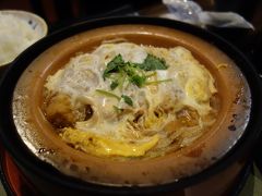 今日の夕食は豆腐カツ。1時間も雨の中，並びました。おいしかった。