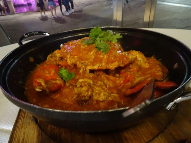 朝食は下の会場で。<br />賑やかで、カレーの種類が多い。<br /><br />朝は観覧車に乗ってみる。<br />景色が綺麗。<br />世界一高い?<br /><br />プラナカンの街へ。<br />カラフルな建物。<br /><br /><br />夜はナイトサファリ。<br />やはりタクシーで。<br />タクシーのおじさんが、ナイトサファリは最高!と言ってくれた。<br />期待通り、素晴らしい。<br /><br />しかし、夕方開始より早めに行ったのに、<br />すでに7時15分はすべて売り切れ。<br />ネットで先に公式サイトから割引無しに予約すべきだった。<br /><br />でも最高に楽しかった♪<br /><br />夜遅めにチリクラブ。<br />クラブフロアの方に教えてもらい予約したお店。<br />美味しかった~☆<br />