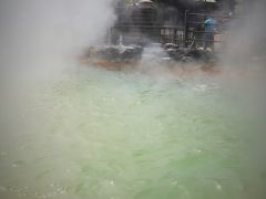 別府10　鬼山地獄　緑白色の熱水をたたえた池　☆イリエワニなど100頭近くも飼育