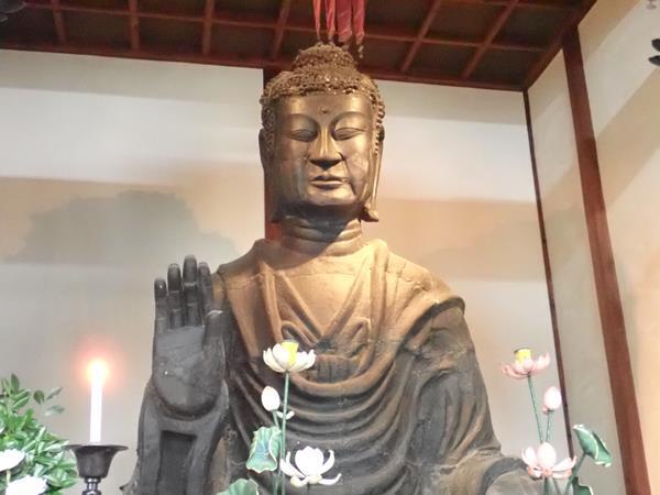 奈良の旅2日目の続きです。明日香村の石舞台古墳を後にして飛鳥寺にある日本最古の大仏、飛鳥大仏に向かいます。<br />今から1400年もの昔。奈良の東大寺の大仏よりも150年も前に作られたという大仏様を拝みます。アーモンド形の目をした面長の特徴的なご尊顔に太古の昔を感じます。<br />飛鳥寺のすぐ裏手にあるのが蘇我入鹿首塚。大化の改新の時に中大兄皇子らに暗殺された蘇我入鹿の首が飛んできたと言われる場所に供養のために建てられた五輪塔だそうです。