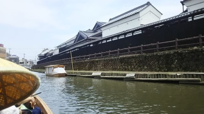 鹿沼へ何度も行きながら、栃木市内はバイパスで通り過ぎるだけでした。蔵の街の風景や遊覧船など、よくテレビで取り上げられているので、初めて市内へ入って行きました。<br /><br />遊覧船に乗れるのはうずま公園の近くの様なので、その隣の室町駐車場へ車を止めました。入り口に小屋がありましたが誰もいない状態です。平日は無料で駐車でき、川沿いなので遊覧船乗り場にも近くて便利です。<br /><br />行った日は川の水量が少なめで、一艘に沢山の人が乗れないそうで少し待ちました。船頭さんの掛け声とともに船は出発、川には鯉が泳いでいてすぐ側まで寄ってきました。「巴波川」と漢字で書くようですが、説明を受けないととても「うずま」とは読めません。船は塚田家の黒い塀に沿うように進み、橋の所でユーターン。川の歴史や歌などを聞きながら元の乗り場に戻りました。<br /><br />船を降りて道を進むと、古い蔵の様な家屋があったり新しいビルがあったりしますが、重厚そうな黒い家や壁が並ぶと歴史ある街に感じます。栃木山車会館に着いたので、中を見学しました。祭りの歴史や様子を映像で見られるのですが、最後はお囃子や照明も加わり展示の山車が動きだす、ダイナミックな演出でした。<br /><br />隣は「とちぎ蔵の街美術館」。古い蔵が並んでいますが、それを美術館として運営しているようです。厚い壁やドアは、美術品の保存にも良いのでしょうか。行った日は昭和初期あたりかな、懐かしさを感じる挿絵の展示でした。<br /><br />散歩をするうちにお腹が空いてきたのでお店探し。古い蔵か家だったのでしょうか、改造して中はレストランやお蕎麦屋さんが入っているようです。栃木に来たのだからと、お蕎麦を食べてみました。手打ちの様で、田舎蕎麦と言わなくても色の黒いくるみ引きの蕎麦が出てきました。栃木に来たなあと思える味でした。<br /><br />車に戻り、少し先まで古い街道を走ってみました。それほど広くもなく、ゆったりとカーブした道路。昔は人々がこの道を行き来したのかと思うと、ゆったりと時間が流れているように思えました。<br />