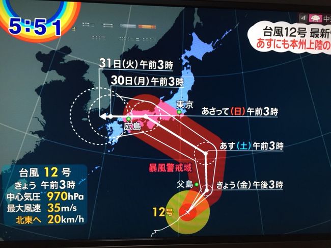 2018.7 夫の還暦記念は４度目のＷＤＷ⑩…まさか！最後の最後のハプニング、台風で帰れな～い！