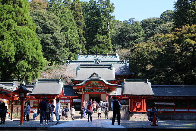 霧島に行って来ました。<br />宮崎に用事があり、せっかくなのでと1泊プラスしての訪問です。<br /><br />宮崎から霧島温泉までは公共交通機関でも行けるのですが、あまり効率的でないのでレンタカーを予約。<br />しかし、事態は一転、友人が旅館まで送ってくれることになり、レンタカーはキャンセル。<br /><br />ランチ後に、宮崎から霧島温泉の宿に出発。<br />谷奥の旅館だったため、迷いながらも2時間ほどで到着～<br /><br />お宿のご厚意で友人もロビーでなくお部屋でしばらく休憩、雑談してから別れました。<br /><br />それから予定の立て直しです。<br />霧島を訪れた目的は2つ。<br />1霧島神宮でパワーチャージ<br />2霧島アートの村<br /><br />ここで大きなミス、翌日は月曜日。美術館の休館日でした(&gt;_&lt;)<br /><br />結果、霧島神宮の満喫しました。<br />いつもは一つの場所をじっくり散策することも少ないのですが、素敵な景色をみられました。