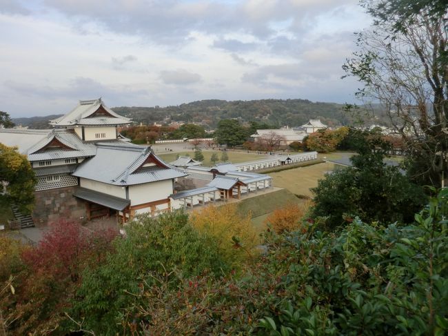 新宿発のバスツアーで日本列島を都心から日本海まで縦断して富山、<br />金沢へ出る。初日は金沢城、兼六園を歩き金沢市内Hotelに宿泊。<br /><br />２日目は岐阜県には入り世界遺産の白川郷へ。快晴で紅葉した山並みの<br />景観も素晴らしかった。その後は飛騨高山へ。歴史、伝統的建物が並ぶ<br />上三乃町を歩く。鄙びた町をイメージしていたが外国人を始め大変な人、<br />人で聊か興醒めの感。<br />