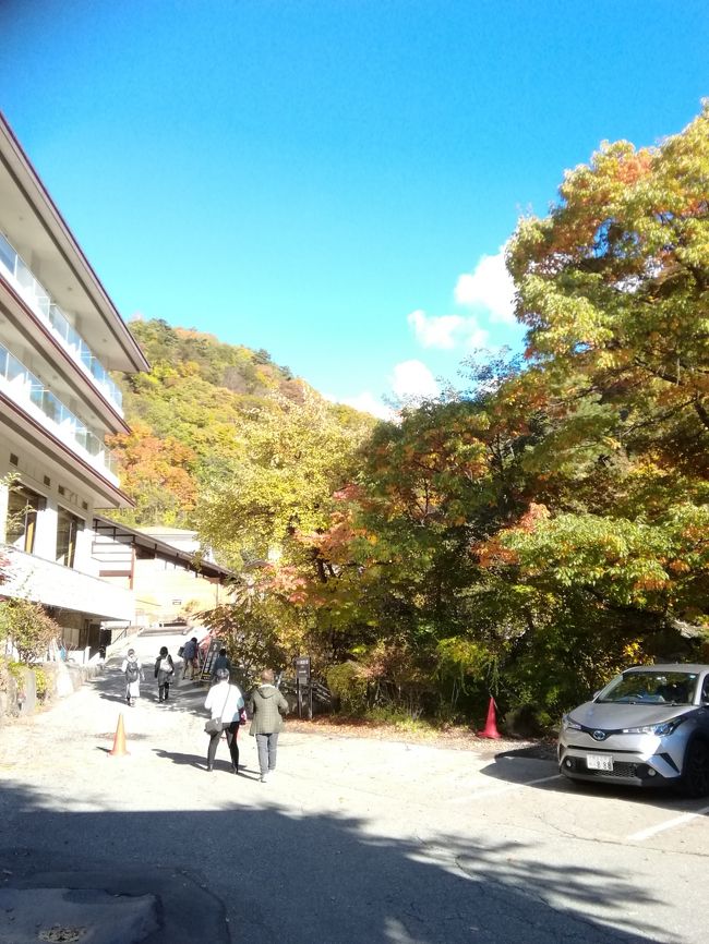 飛騨高山からの帰り、奥蓼科横谷温泉旅館に宿泊しました。ここは信州蓼科の秘境・横谷渓谷にある一軒宿で今年で95年を迎えた温泉旅館です。快晴の天気の中、諏訪インターチェンジから国道２９９号線で奥蓼科に向かいました。街道沿いは紅葉の真っただ中ですがすがしい気分で運転できました。横谷渓谷に入り、しばらくすると横谷温泉旅館が見えてきました。横谷峡の渓谷沿いにあるためあたりは見事な紅葉した木々に囲まれていました。チェックインしてすぐに温泉に直行。団体客が帰った後だったので貸し切り状態で入浴できました。ここの温泉は鉄分と炭酸ガスを多く含んでいるため酸素に触れると透明から茶褐色・黄金色に変化する温泉です。露天風呂からは渓谷の紅葉を眺められ心も体も癒されました。貸し切りの露天風呂もあり翌日の早朝に入浴させてもらいました。翌日は横谷渓谷を散策後、御射鹿池を訪れました。長野県奥蓼科にあるこの御射鹿池は紅葉が見頃となっていました。奥蓼科にひっそりと佇むこの幻想的な池は、有名な名画、東山魁夷画伯の「緑響く」の舞台となった池として知られています。奥蓼科の紅葉を眺めてすがすがしい気持ちになって家路につきました。