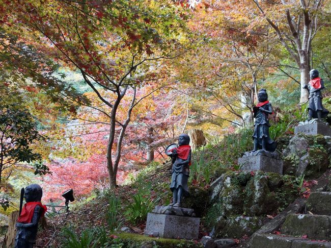 　前回は大山の麓、コマ参道ケーブル下迄でした。<br />今回は小田急線伊勢原駅からバスで、大山ケーブル下迄行き、コマ参道を通り登山を開始します。<br />　恒例ですと予定は12月になりますが、折角紅葉の名所に行くならばと本日に繰り上げました。<br />紅葉は今が盛り、充分に楽しみます。<br />　しかし山登りは都会の登山と侮ってはいけません、急な幅の狭い石段が続き、登山道は足場が悪く手を必要とします、鎖を張った場所もあります。<br />ようやく中腹の下社に到着しました。<br />　この旅行記はその内、大山ケーブル下バス停から大山寺迄の前半部分です。<br />それでは歩き始めましょう。<br /><br />　　　　　表紙は大山寺参道<br />　