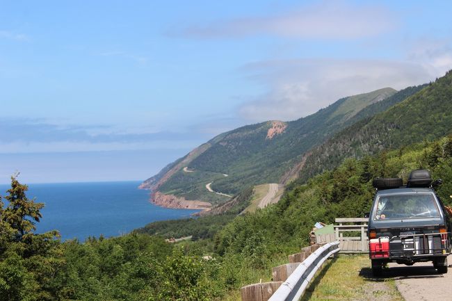 カナダ東部５州、ドライブ旅行２０１８　Day8-6（Cape Breton Island　８　まるでジェットコースターみたいなCabot Trail / Pleasant Bayから、Chéticamp辺りまで）