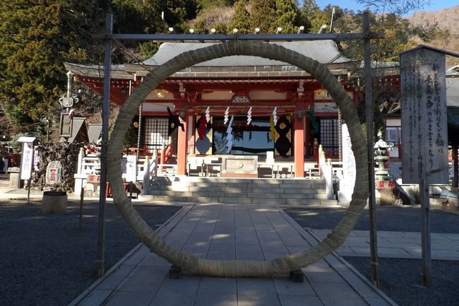 　大山阿夫利神社下社（https://4travel.jp/travelogue/11425118、https://4travel.jp/travelogue/11425436）は紅葉の時期には菊の花が飾られていたが、年末になって茅の輪が設置されている。「新玉の年のはじめにくヾる輪は　千歳の命　のぶと言うなり」とある。初詣の参拝者がこの茅の輪を潜ることで、罪、けがれを祓い、清浄な心身で新年を迎え、無病息災を祈願するものだという。こうした交通の便が悪い大山阿夫利神社下社なら紅葉の時期の休日・祝日ほどの初詣の参拝者は来ないのだろう。<br />(表紙写真は大山阿夫利神社下社の荒玉の輪）