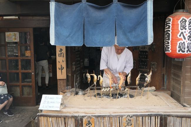 2018年8月1日-20日、恒例の避暑バカンス。<br />愛犬と一緒にグルメ、温泉を楽しんできました♪<br /><br />☆Vol.13：草津温泉♪<br />北軽井沢から車で30分の草津温泉。<br />近距離にもかかわらず、7年ぶり。<br />湯畑の側にあった中心駐車場は美しい公園や温泉館に生まれ変わり、<br />日本らしい風情がある。<br />そこに外国観光客がたくさんごった返している。<br />こんなに草津が生まれ変わり、国際観光地に変貌したとは驚き。<br />湯畑は変わらないが周辺に歩道が整備されて美しくなっている。<br />また、周囲の店も増えてオシャレに変貌している。<br />湯畑の下流の方へ行くと豪快な湯の滝。<br />周囲は撮影スポットとして生まれ変わり、<br />ちょっとしたインスタ映え。<br />今度は上流の方へ湯畑に沿って歩道をそぞろ歩き。<br />欧米人の観光客が多いこと。<br />温泉好きとして有名なドイツ人が多い。<br />湯畑から離れて温泉街を歩く。。<br />多くの店や旅館はリニューアルされて美しくなっている。<br />名物の温泉饅頭のほかに、<br />ヤマメの塩焼きなども。<br />店先には可愛らしいお土産を並べている。<br />ゆったりと歩いて眺めて♪