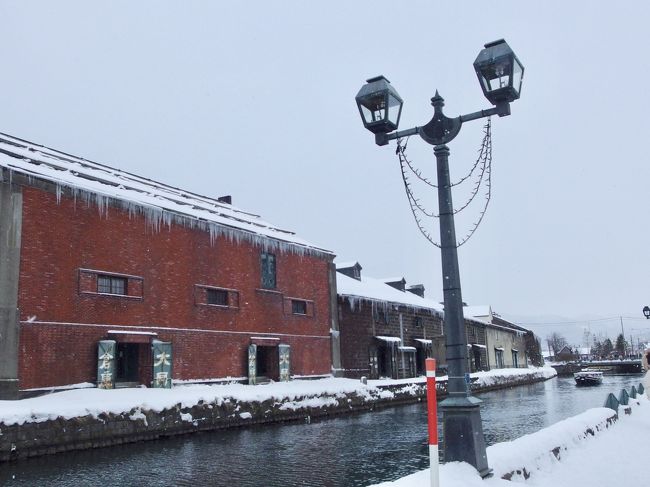 お正月はどこかへ飛びたいのだ!ということで2019年の初フライトに選んだのは北海道。<br />往復マイル利用の日帰り旅行です。<br /><br />函館から入って1泊することも考えましたが翌日の札幌行きの便が9時台しか選べなかったので、函館の朝市に行っても忙しないだろうと日帰りに決定しました。<br /><br />滞在8時間の北海道。<br />第1弾は新千歳空港ー小樽編です。<br /><br />北海道好きの方に怒られるんじゃないかという内容で申し訳ないです・・・