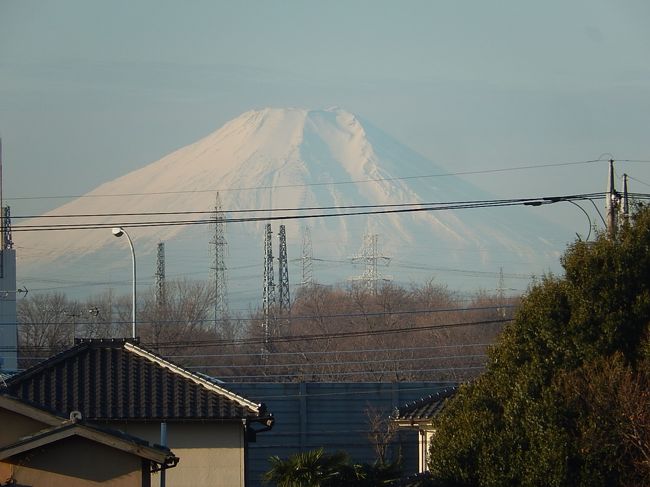 1月10日の富士山は午前中と午後4時以降に見られました。　午前中は空気がかなり澄み切っていてくっきりと見られました。<br /><br /><br /><br />＊写真はくっきりと見られた富士山