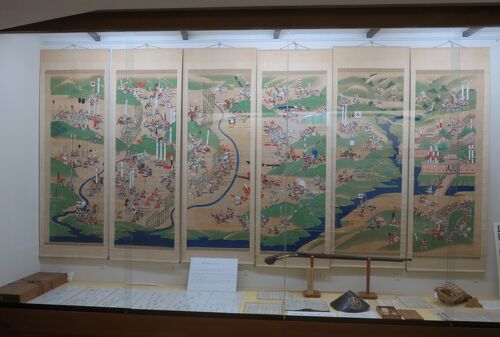 長篠合戦 屏風 約横187.5cm x縦 95cm 長篠合戦 屏風 約横187.5cm x縦 95cm 美術品・アンティーク