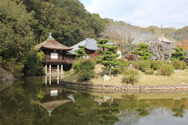 今回の旅の主目的は、四国霊場（八十八カ所と別格二十霊場）の巡礼を終え高野山へ行くことです。でも高野山へ行くなら「ついでに」奈良も、奈良へ行くなら湖東や湖南も！となり、結局あちこち回ってから高野山へ行く旅になりました。<br />７日目は伊丹空港でパートナーと合流し、根来寺から九度山の寺社を巡ります。<br />＊写真は、根来寺の聖天池に浮かぶ 聖天堂<br /><br />〔行程〕<br />７日目（18/11/6）<br />伊丹空港－慈眼院－日根神社－根来寺－粉河寺－粉河産土神社－慈尊院－丹生官省符神社－勝利寺－九度山－橋本【泊】