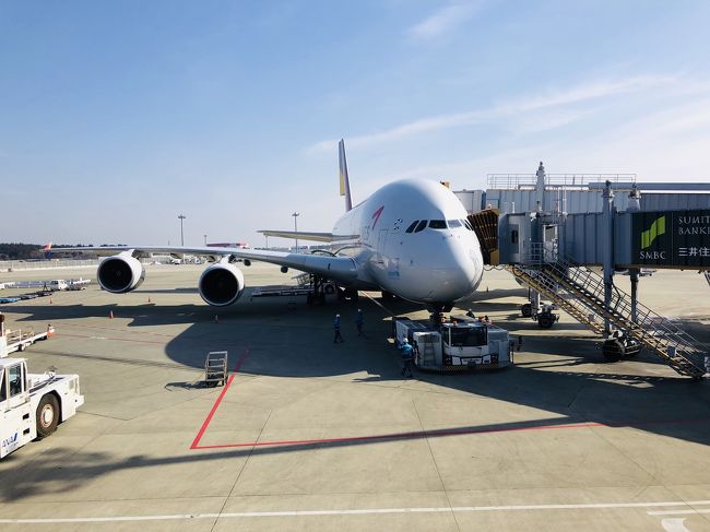アシアナ航空でソウルへ。サービスはエコノミーのままだけど、通常ビジネスクラスとして使用している席へアップグレード。<br />OZ101 成田13時20分発 仁川15時55分着