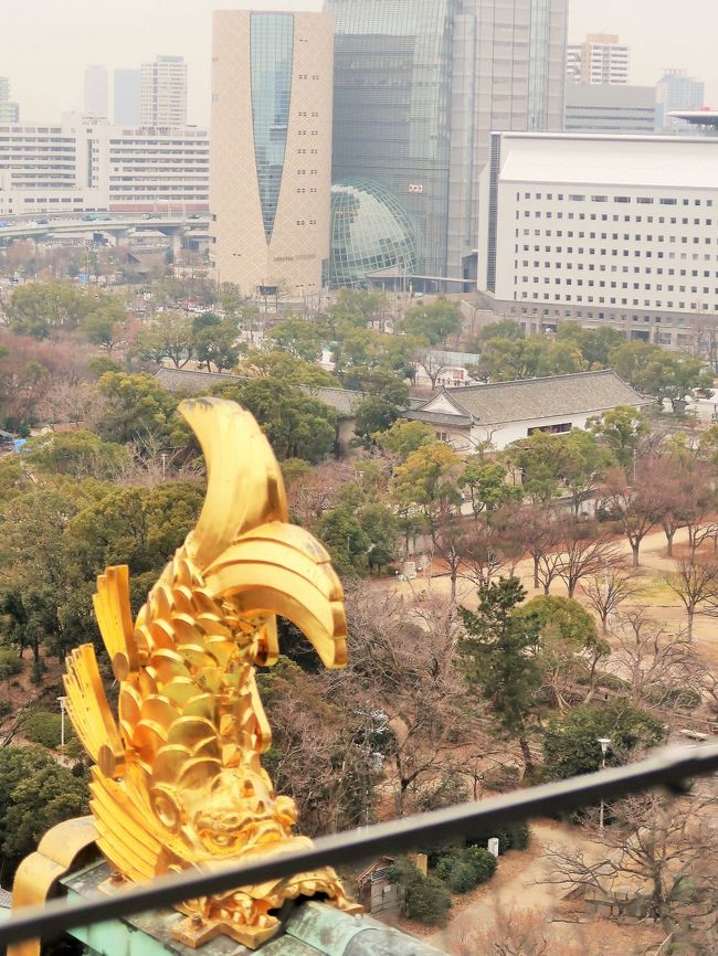 大阪30　大阪城天守閣b　展望台/８階地上50ｍから　☆大阪城公園-市街地を一望でき