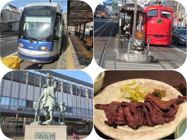 岡山後楽園からは路線バスで岡山駅へ戻りました。<br />と、ここで気まぐれに岡電の路面電車にもう少し乗りたくなって清輝橋線の終点まで往復してしまいました。<br />岡山駅に戻って駅ビル内にある牛タン店に入って早めのディナー。<br />岡山駅直結のホテルヴィアイン岡山にチェックインです。お部屋からは電車も見えてご機嫌♪