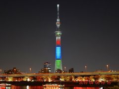 2019 隅田公園の桜と東京スカイツリーオリンピック500日前特別ライティング