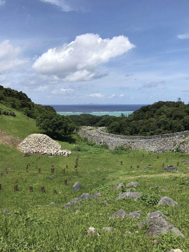 沖縄には離島含め、回数はかなり行っている主人。<br />ただし全て仕事で、観光は全くしたことがない、首里城の遠景さえ見たことがない、国際通りも仕事で通っただけとのこと。<br />子供の受験も終わって、沖縄でゆっくりしたいね、なんて会話をしていました。<br /><br />大学受験料で貯まったマイル数を見たついでに特典航空券を見てみたら、清明祭や修学旅行や花火大会なとで混んでいるかと思いきや、比較的私たちの希望時間は取れそう！と思ったと同時に、プチっと予約してしまいました。<br /><br />飛行機は往復とも特典航空券、ホテルはマイルをWAONに交換してWAON支払い（の予定でしたが…後ほど）、レンタカーはオリックス株主優待を利用で半額と、現金の持ち出しはかなり抑えることができた旅でした。<br />