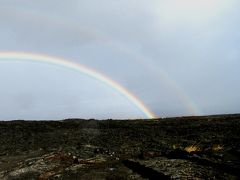 ハワイ３島巡り（１２）キラウエア火山の溶岩台地で見たダブルレインボー